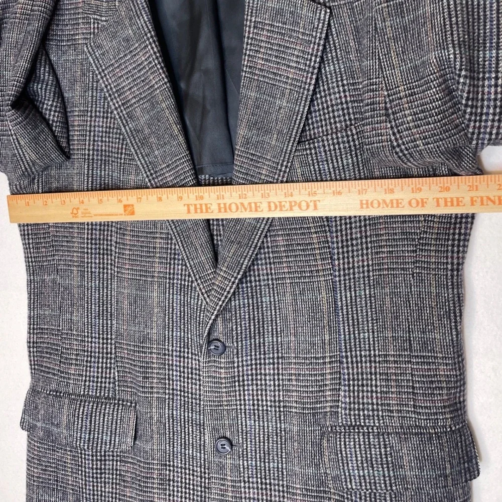 Mens Pure Wool Blazer Sport Coat Glen Plaid 40R Grey John Alexander